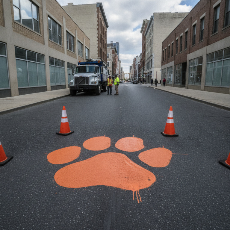 Clemson Public Works repaints iconic Tiger Paws