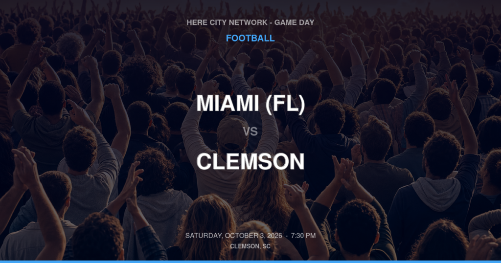 Miami (FL) vs. Clemson — Football Game Day — Clemson, SC — Oct 3, 2026