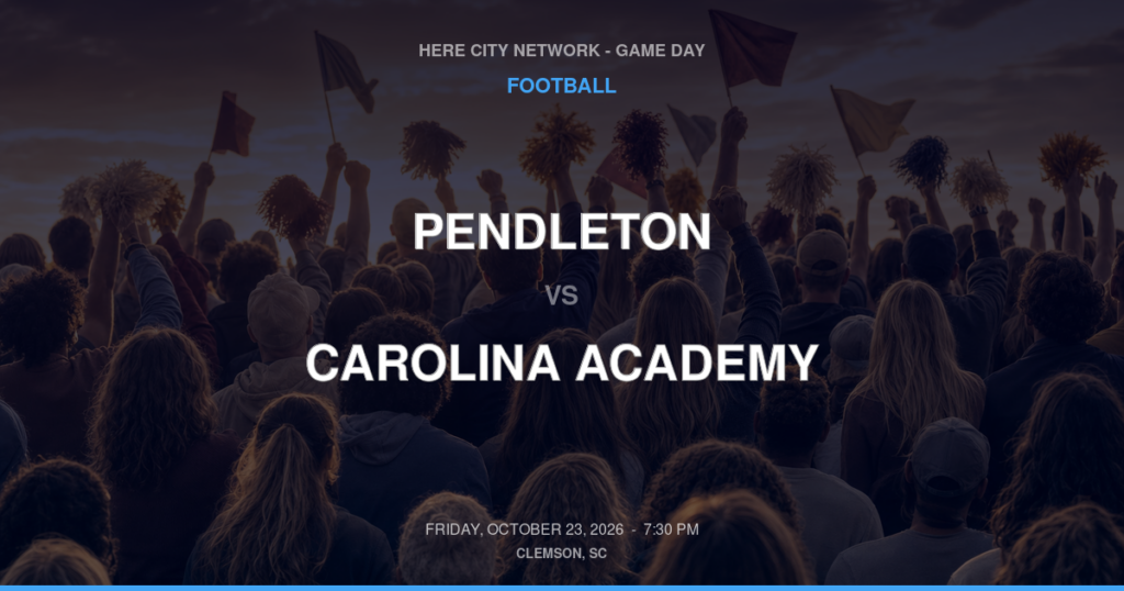 Pendleton vs. Carolina Academy — Football Game Day — Greenville, SC — Oct 23, 2026