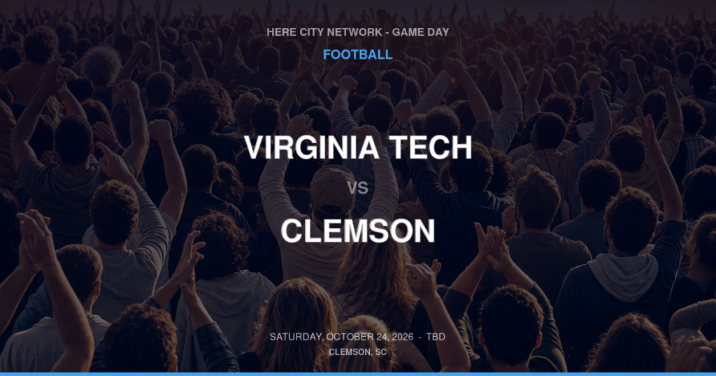 Virginia Tech vs. Clemson — Football Game Day — Clemson, SC — Oct 24, 2026