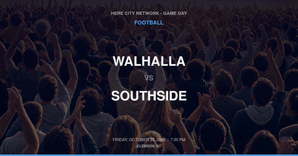 WALHALLA vs SOUTHSIDE FOOTBALL game day graphic - Clemson, SC