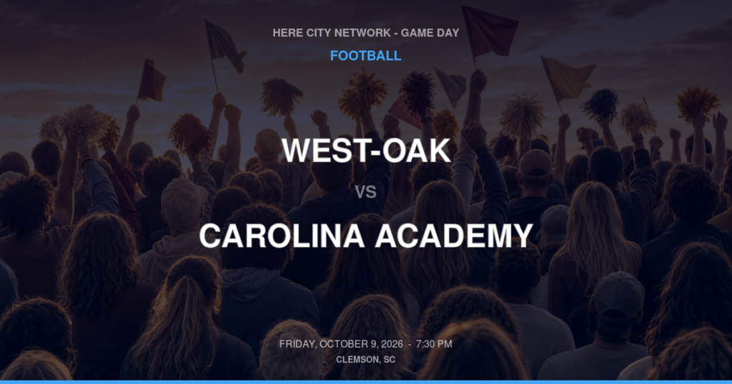 West-Oak vs. Carolina Academy — Football Game Day — Greenville, SC — Oct 9, 2026