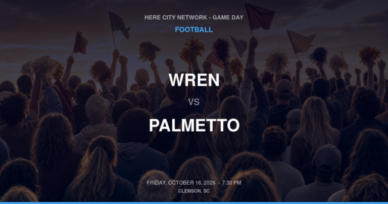 Wren vs. Palmetto — Football Game Day — Williamston, SC — Oct 16, 2026